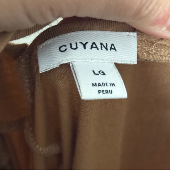 Cuyana V- back wide leg jumpsuit organic cotton camel size Large - Picture 7 of 8